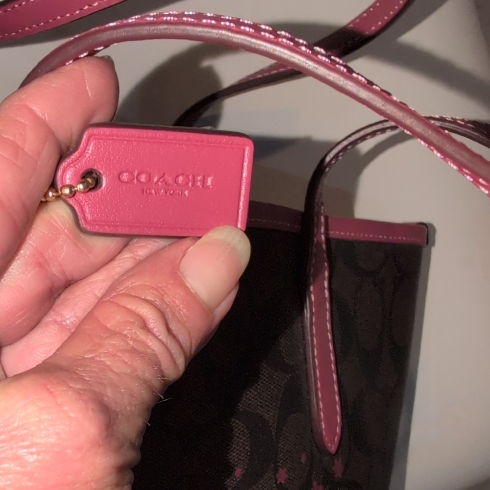 Coach Signature Mini Tote With Rouge Leather Trim And Logo CM183 - Picture 11 of 15